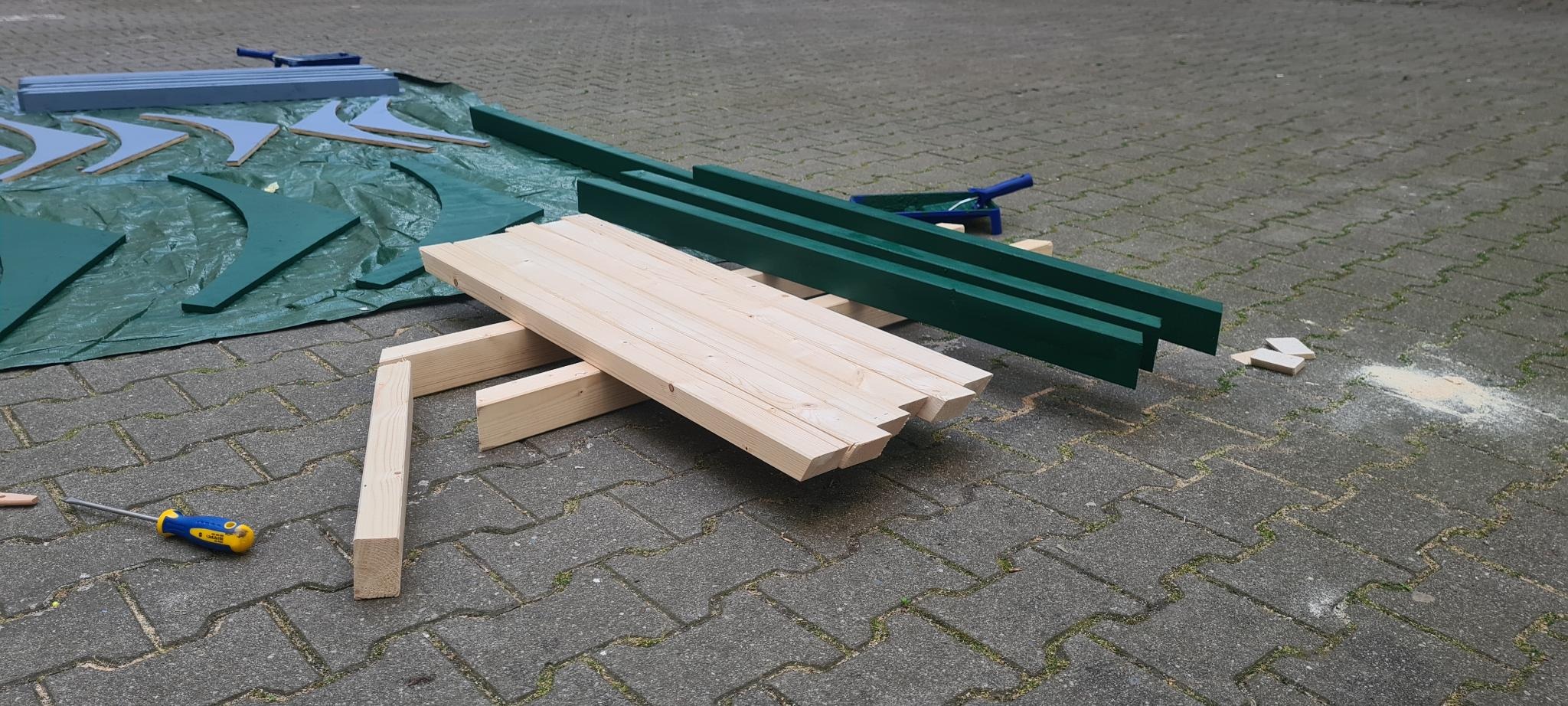 Frame pieces first coat