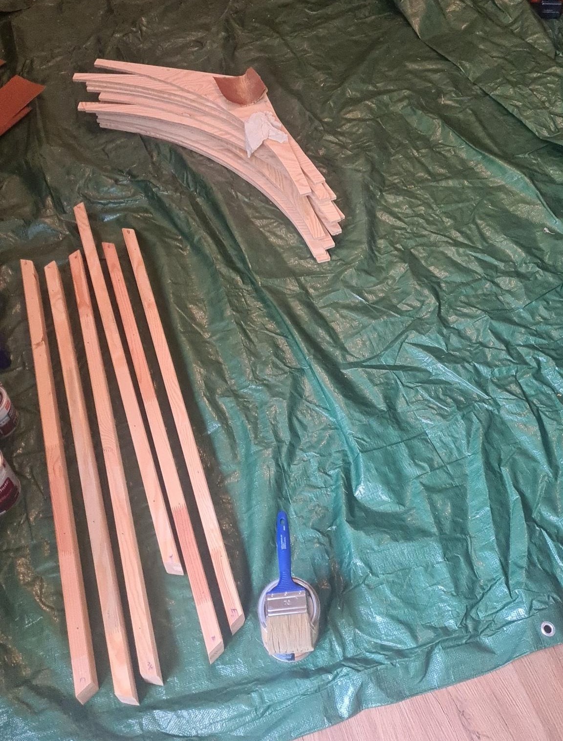 pre-paint wood laid out